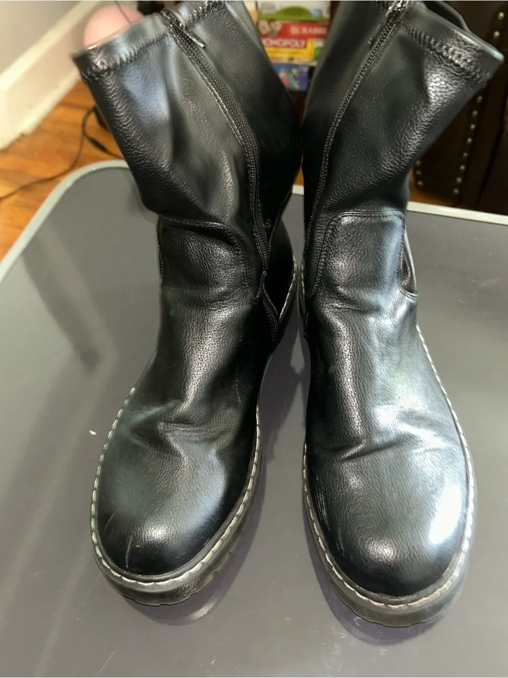 Sincerly Jules Men's Black Leather Side-Zip Boots